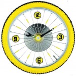 Bike Wheel Clock with Real Rubber Tire Yellow 16